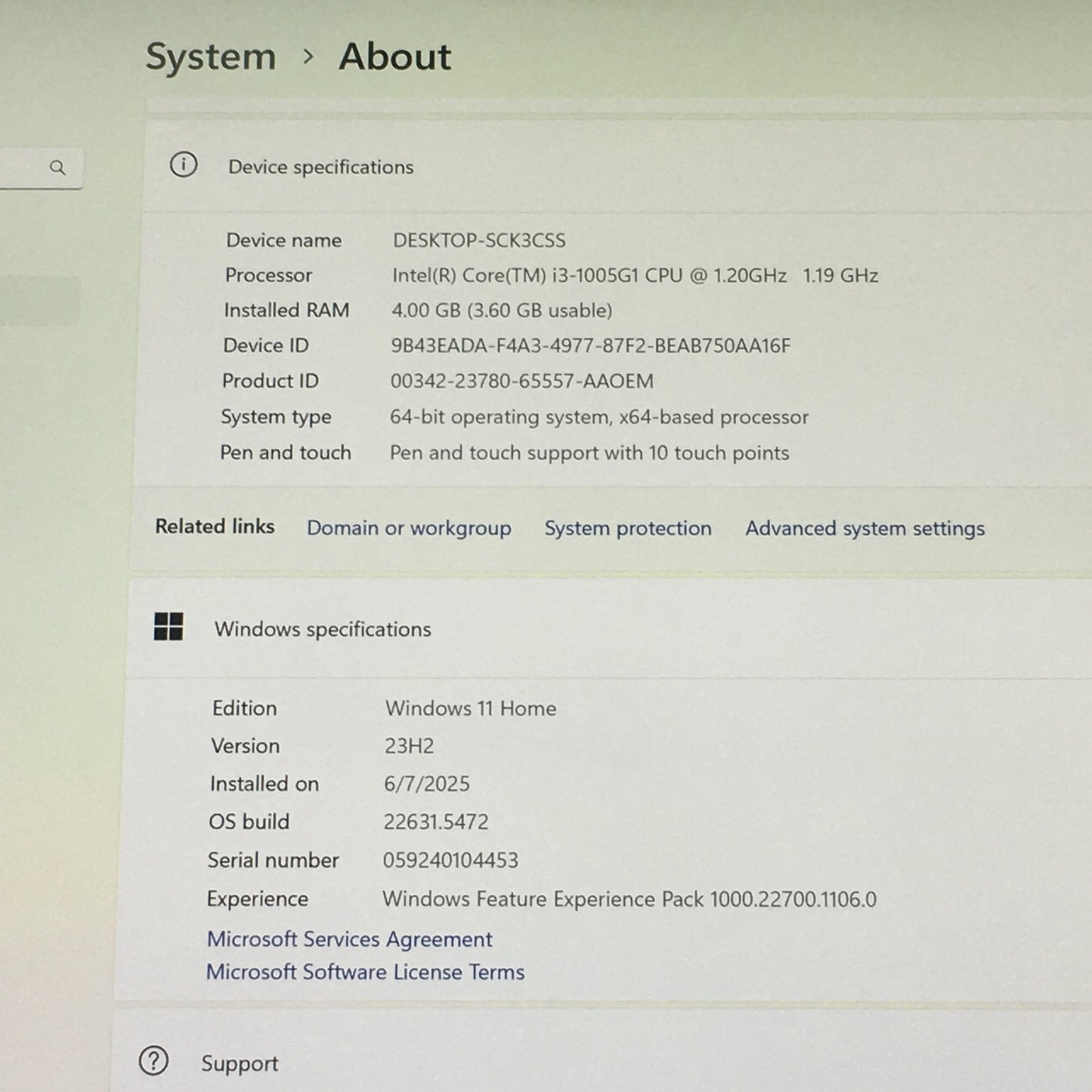 Microsoft Surface Pro 7 12.3" i3-1005G1 1.2GHz 4GB RAM 128GB SSD