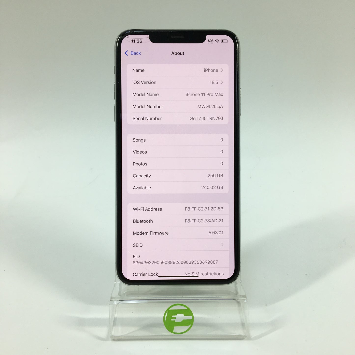 Broken Unlocked Apple iPhone 11 Pro Max 256GB 18.5 MWGL2LL/A