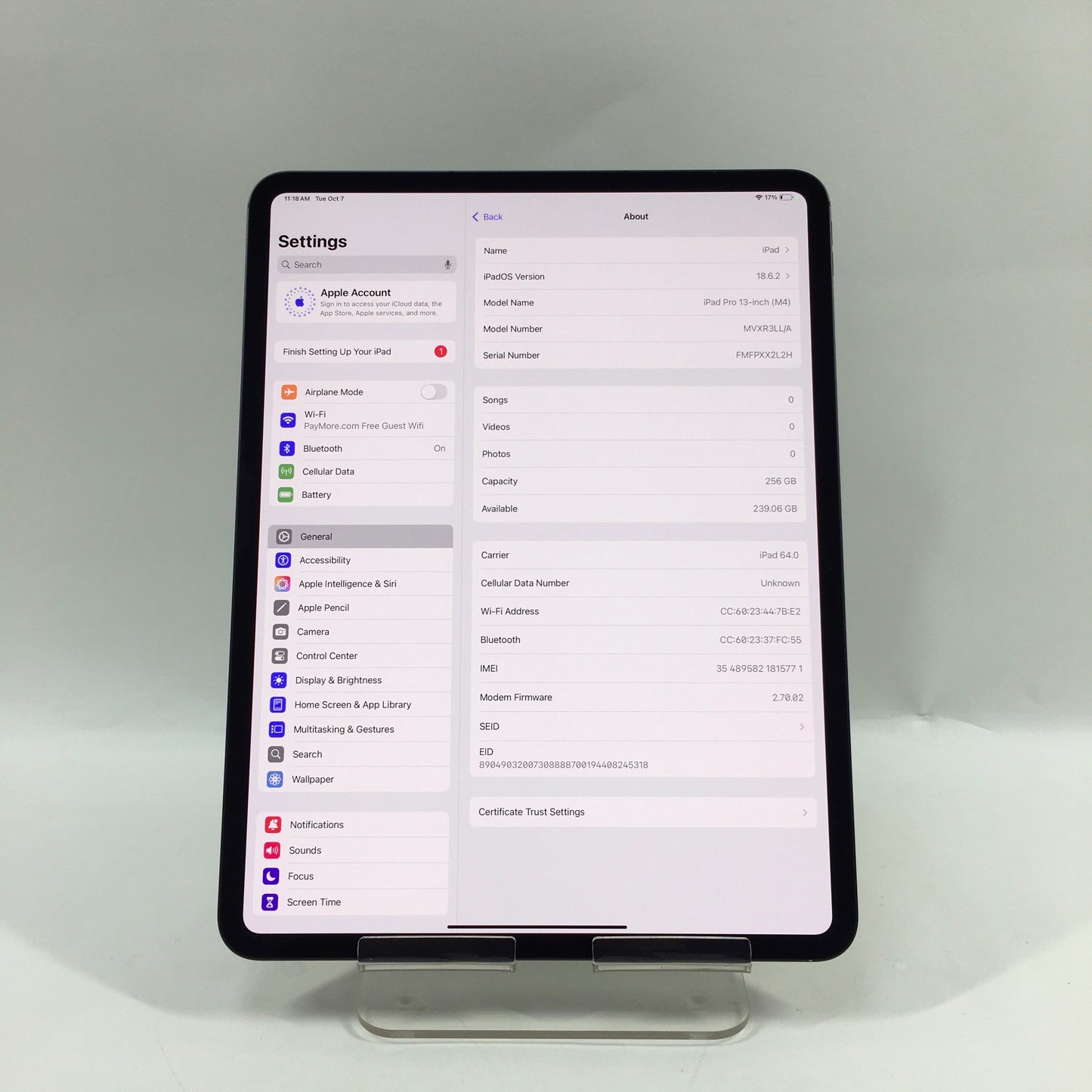 WiFi Only Apple iPad Pro 13" M4 256GB Space Black MVXR3LL/A