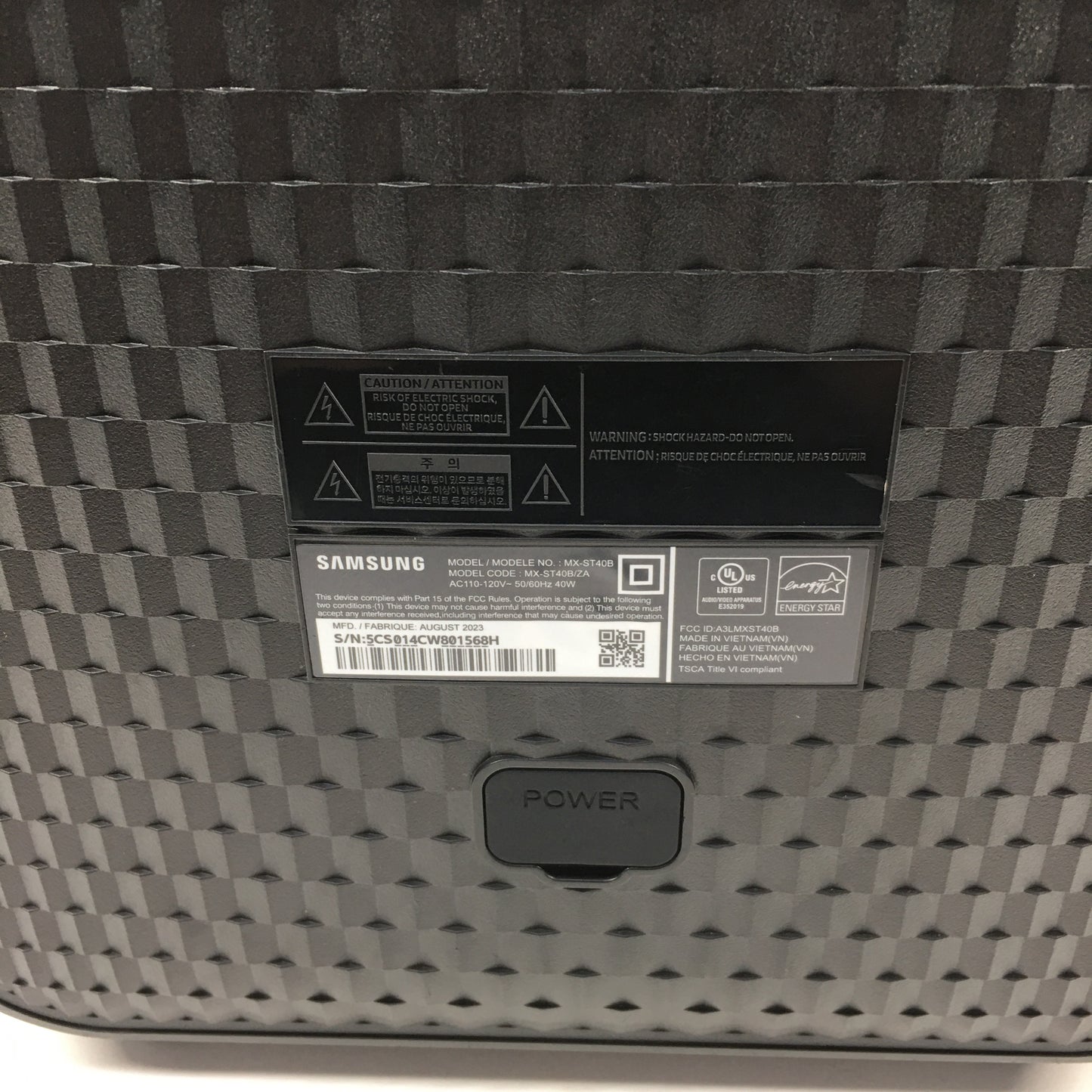 Samsung mx-st40b Sound Tower Speaker Black MX-ST40B