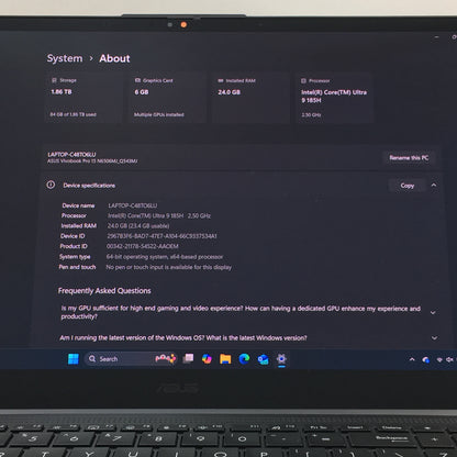 Asus Vivobook Pro 15 Q543M 15.6" Core Ultra 9 185H 24GB 2TB 2.5GHz SSD RTX 3050