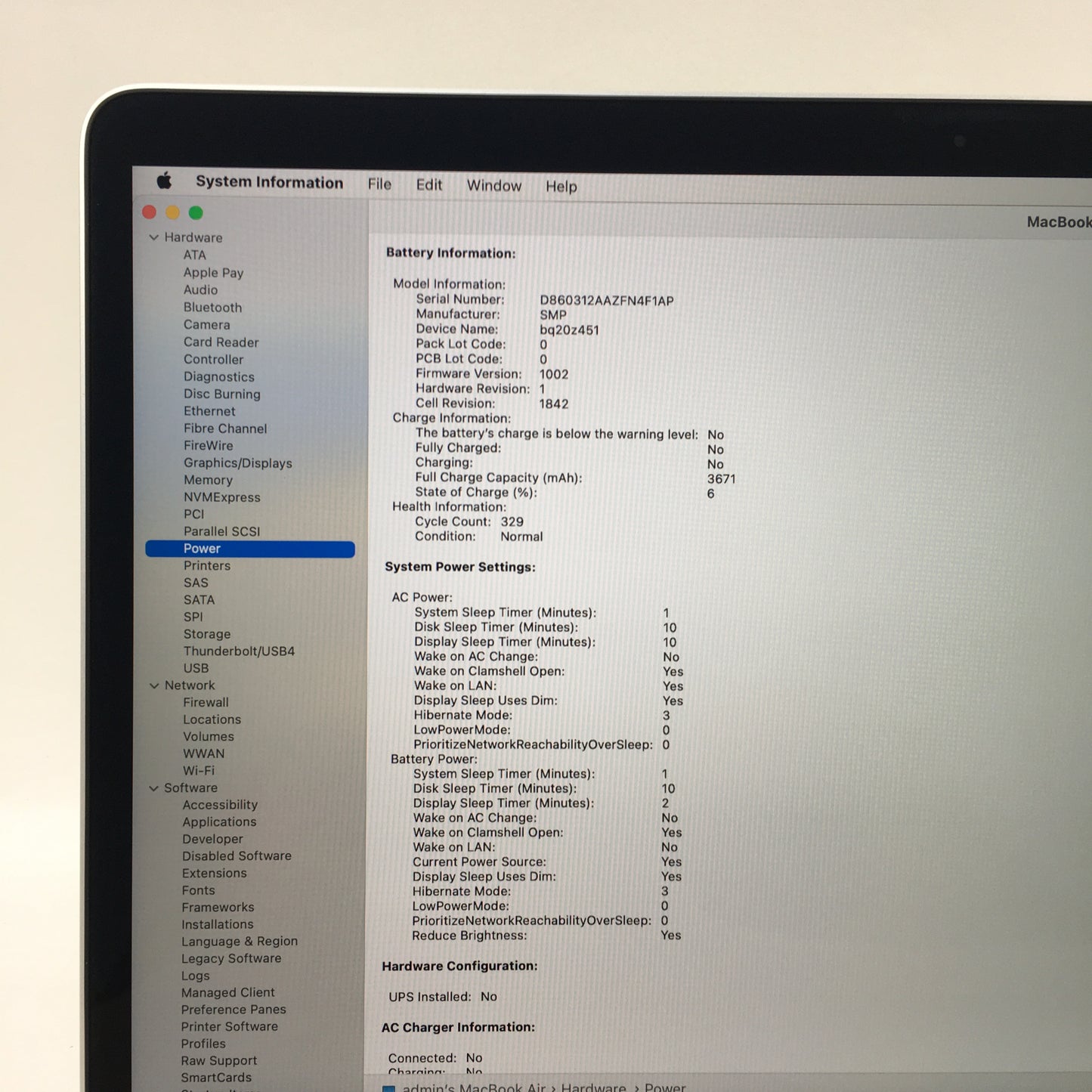 2020 Apple MacBook Air 13.3" i5 1.1GHz 8GB RAM 512GB SSD Silver A2179