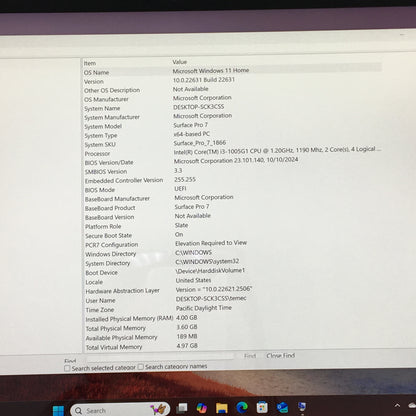 Microsoft Surface Pro 7 12.3" i3-1005G1 1.2GHz 4GB RAM 128GB SSD
