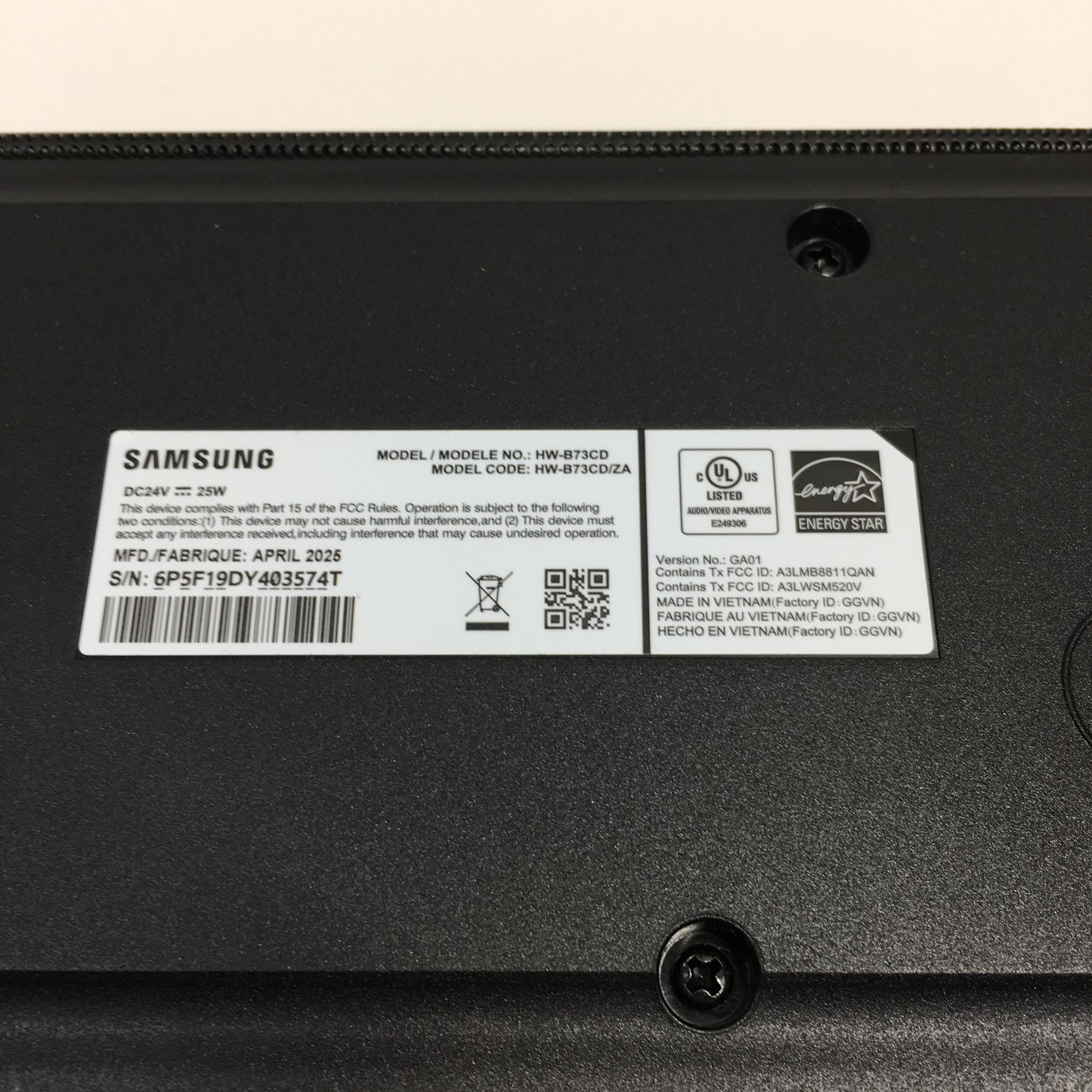 Samsung 5.1 Channel Soundbar with DTS Virtual:X & Wireless Subwoofer HW-B73CD