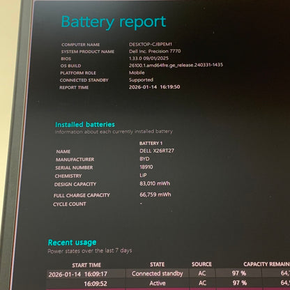 Dell Precision 7770 17.3" i5-12600HX 2,5 16GB RAM 256GB SSD