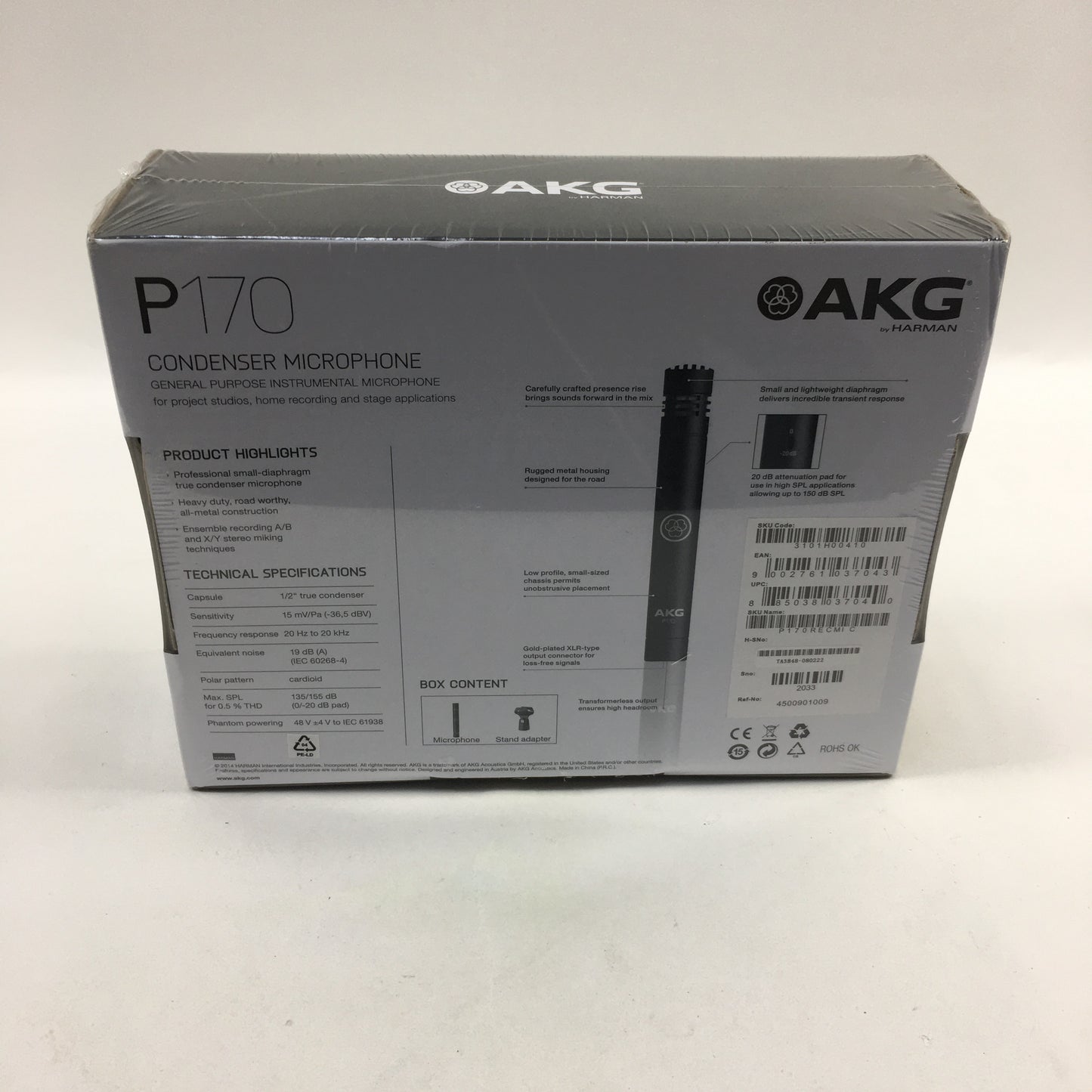 New AKG P170 20 Hz - 20 kHz Condenser Studio Microphone 3101H00410