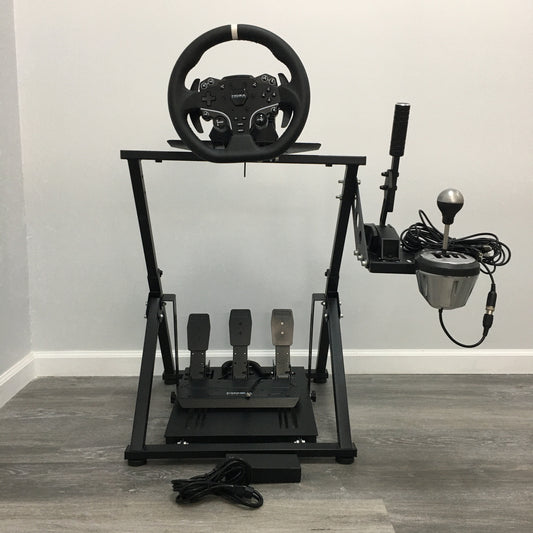 Moza R5 + Pedals + Handbreak + ThrustMaster TH8A Racing Steering Wheel Stand