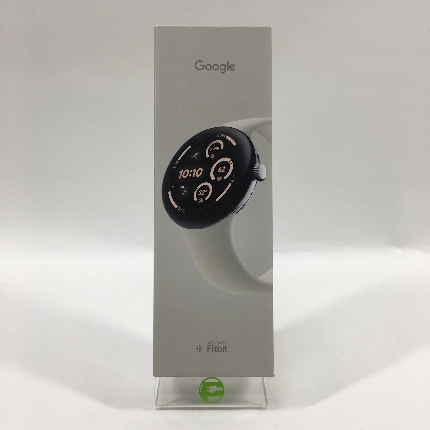 New Google Pixel Watch 3 45mm Polished Silver Activity Tracker Porcelain Active Band GA05283-US