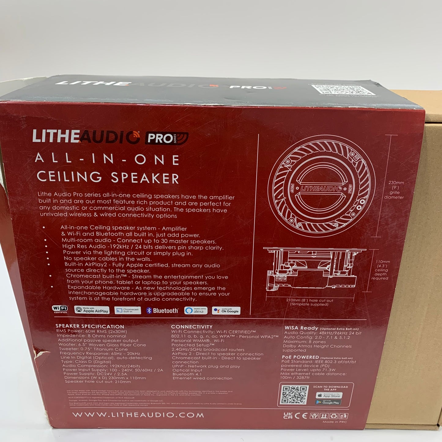 New LitheAudio LWF2Pro Ceiling Speaker Black 06500US