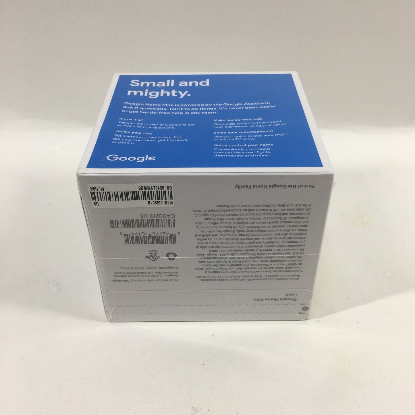 New Google Home Mini Smart Speaker Gray GA00210-US