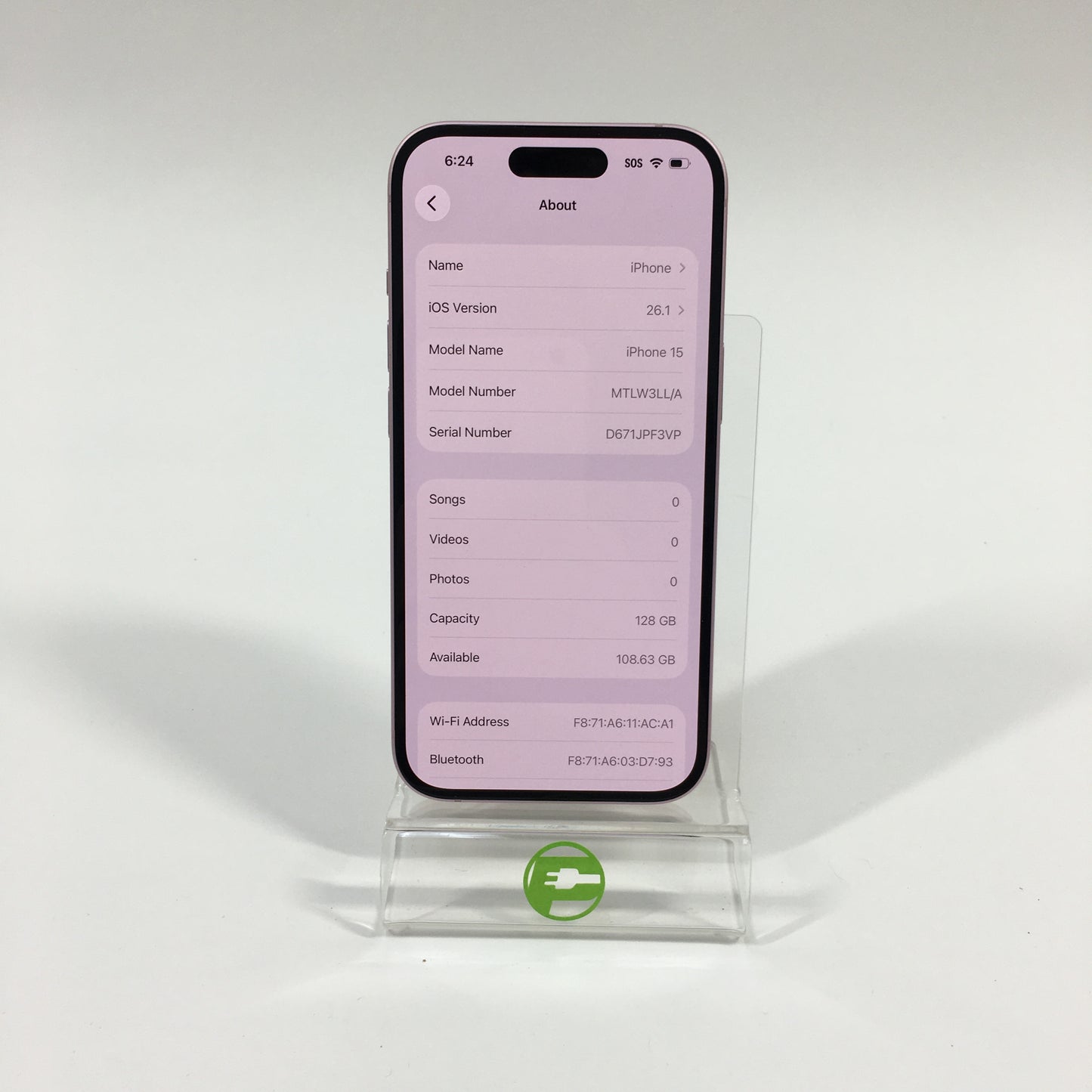 Unlocked Apple iPhone 15 128GB Pink MTLW3LL/A