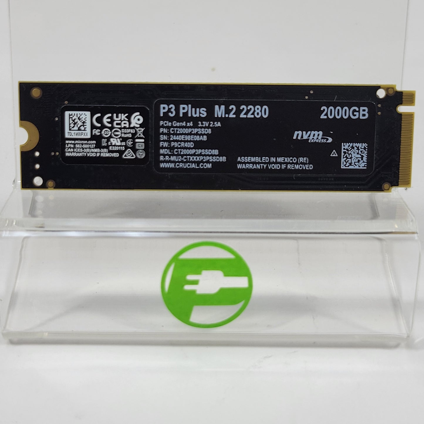 Crucial 2280mm P3 Plus 2TB M.2 NVMe Gen 4.0 x 4 SSD CT2000P3PSSD8B