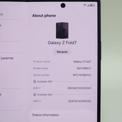 Factory Unlocked Samsung Galaxy Z Fold7 12GB RAM 256GB SM-F966U1 Jetblack