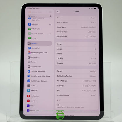 Unlocked Apple iPad Pro 11" M5 512GB Silver ME2T4LL/A