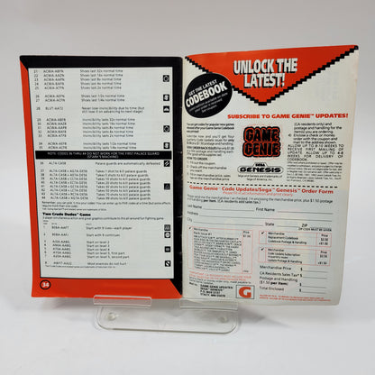 GALOOB  SEGA GENESIS GAME GENIE CODE BOOK CHEAT CODE BOOKLIT  VOLUME 1, NO.2