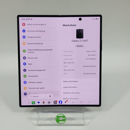 Factory Unlocked Samsung Galaxy Z Fold7 12GB RAM 256GB SM-F966U1 Jetblack