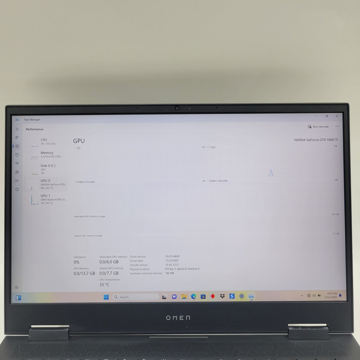 HP Omen 15-EN0023DX 15" Ryzen 7 4800H 2.9GHz 16GB RAM 1TB SSD 