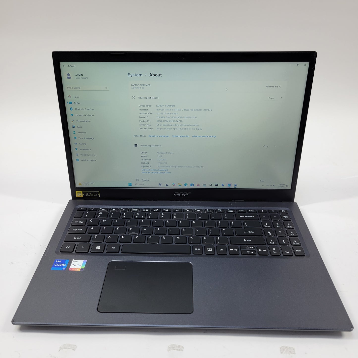 Acer Aspire 5 A515-56 15.6" i7-1165G7 2.8GHz 12GB RAM 512GB SSD