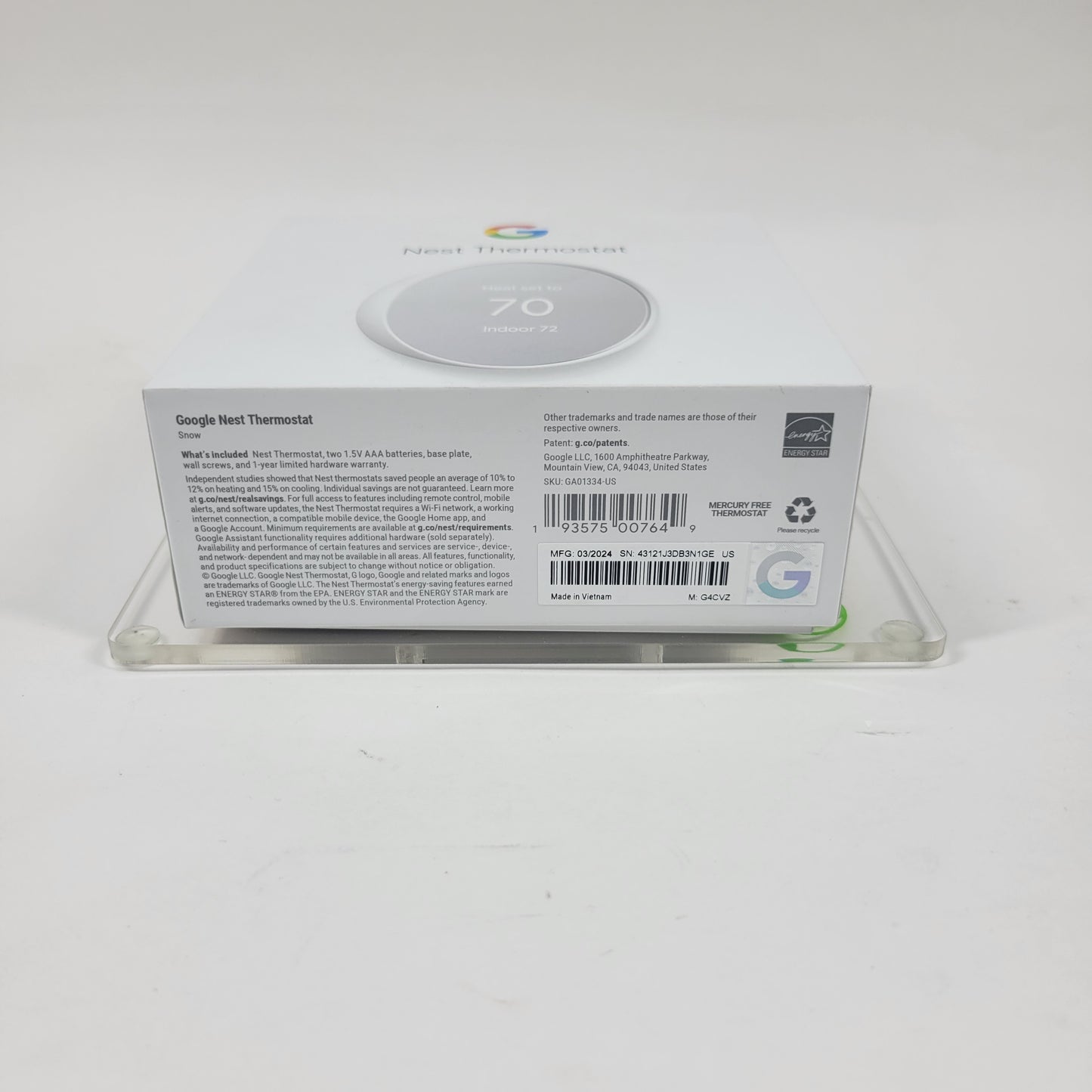 Google Nest Thermostat Smart Thermostats  GA01334-US