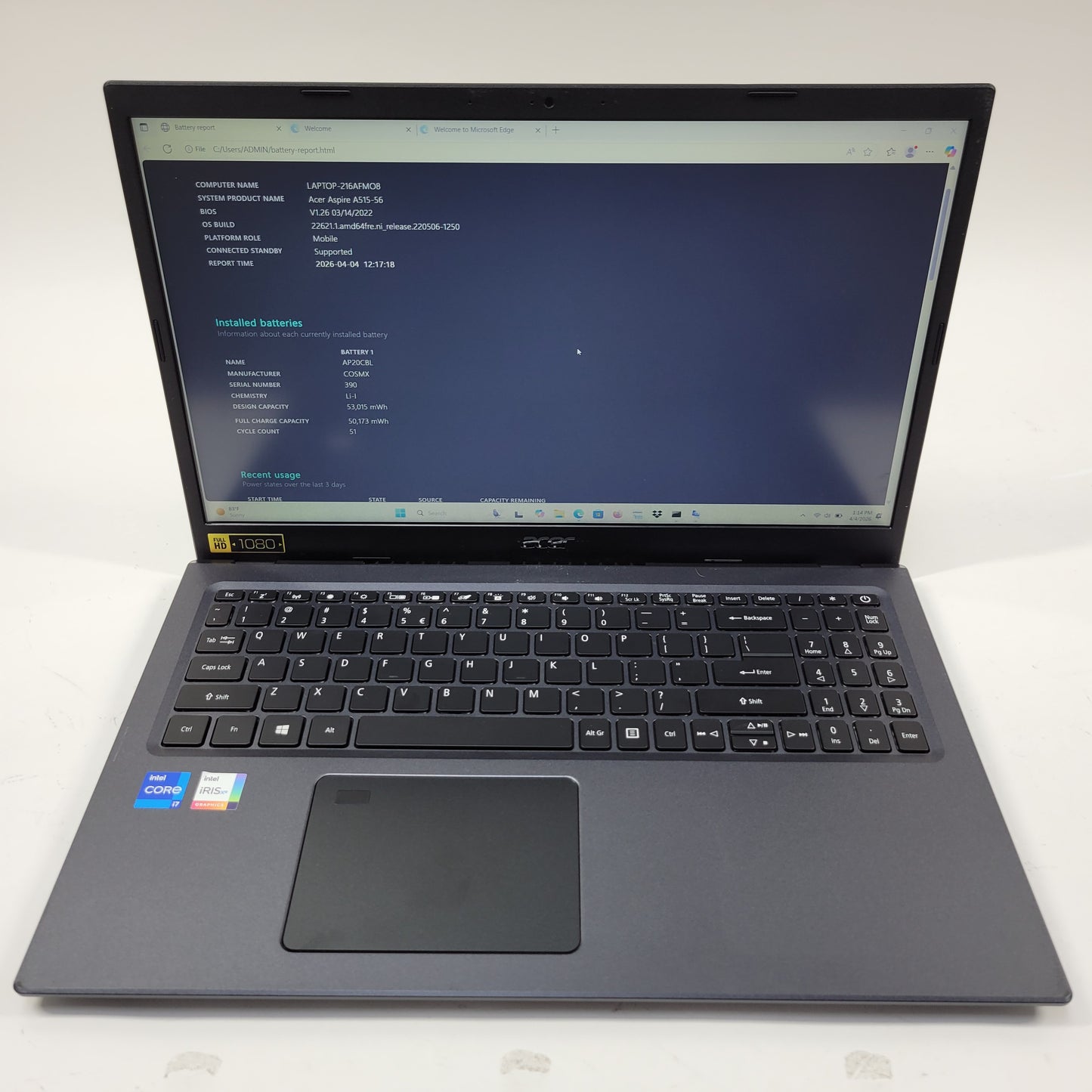 Acer Aspire 5 A515-56 15.6" i7-1165G7 2.8GHz 12GB RAM 512GB SSD