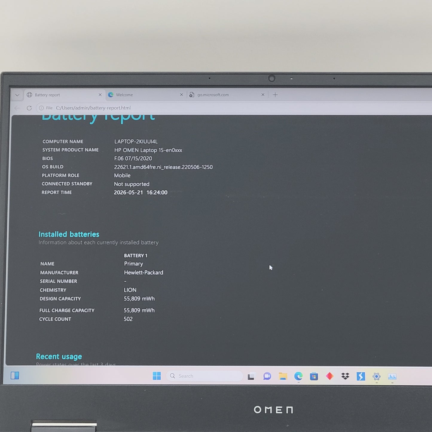 HP Omen 15-EN0023DX 15" Ryzen 7 4800H 2.9GHz 16GB RAM 1TB SSD 