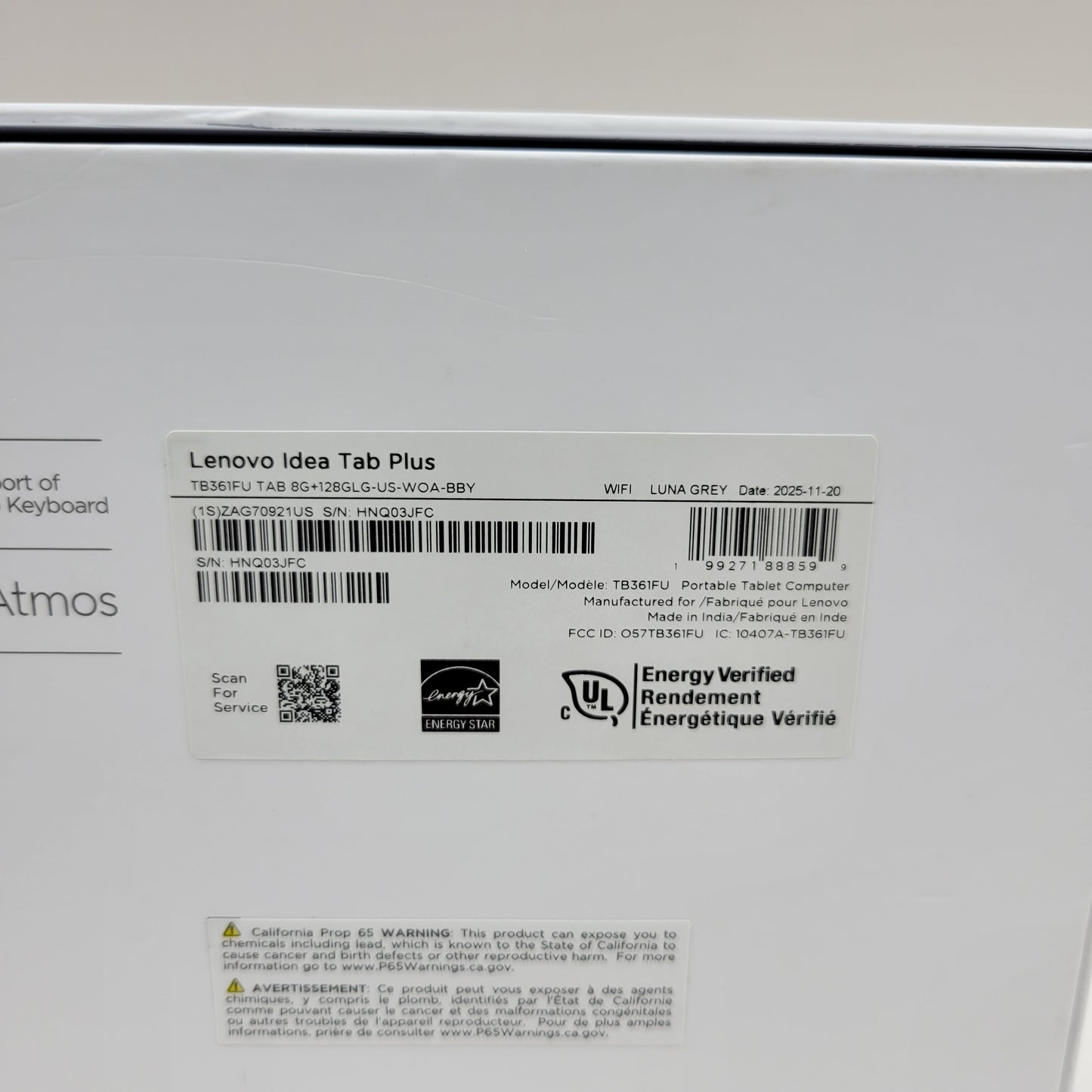 New WiFi Only Lenovo Ideapad Tab Plus 128GB Gray TB361FU